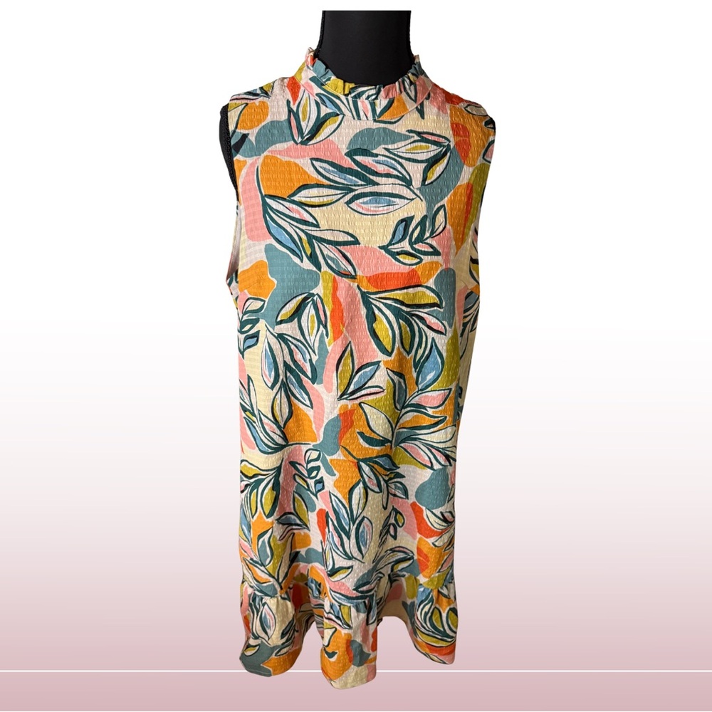 Colorful Sleeveless Leaf Print Top